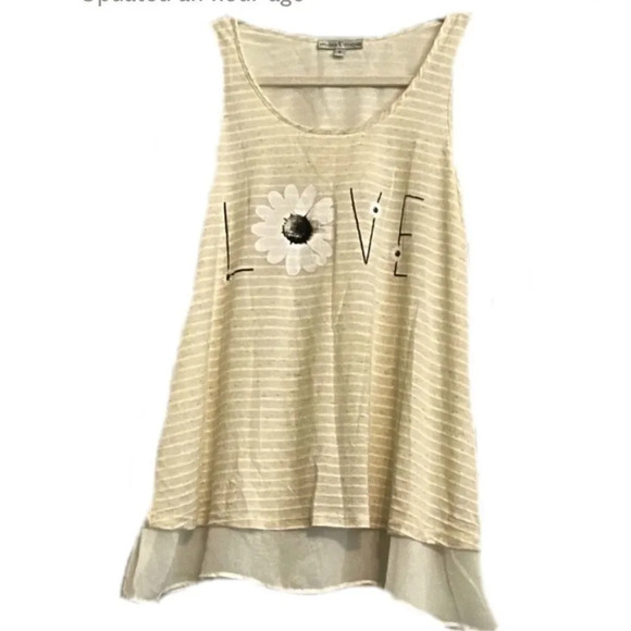 Moa Moa LOVE Sleeveless Tank Top Blouse Layered Medium Stripes Boho Bohemian - Picture 1 of 8